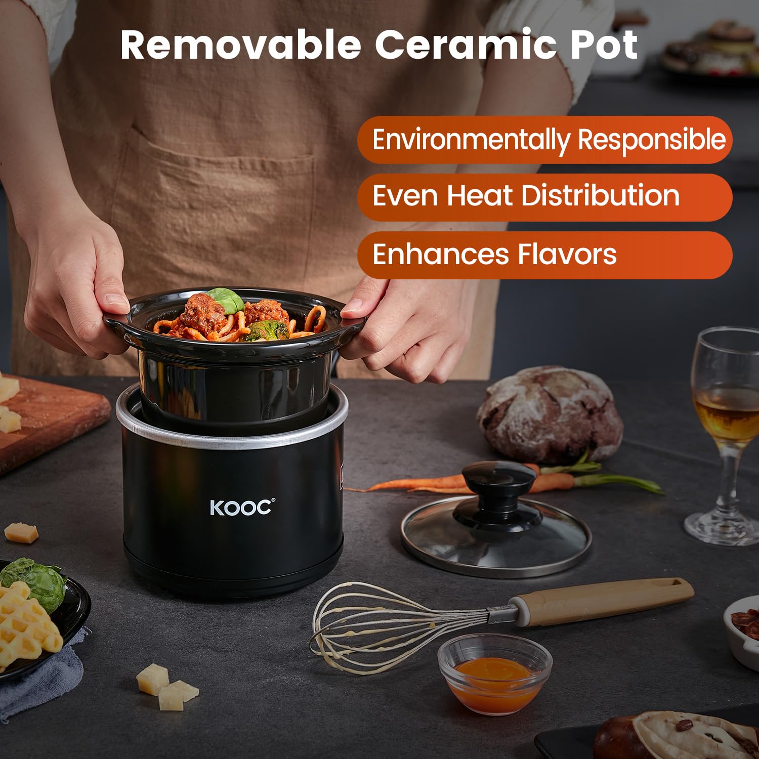 Amazon.com: KOOC Small Slow Cooker, 0.65 Quart, Free Liners